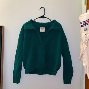 Green Checkerboard Stitch Sweater